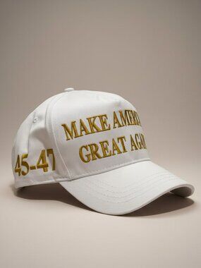 45-47 MAGA hat - White/Gold